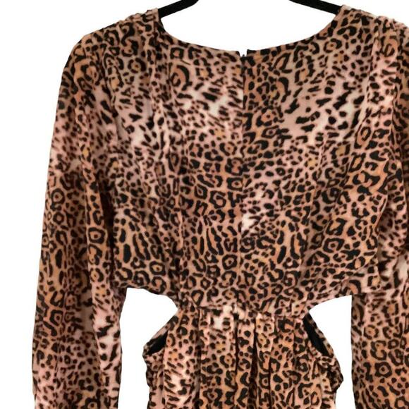 Anthropologie Ranna Gill Tan Black Gold Leopard Print Midi Dress Size Small - Picture 14 of 16